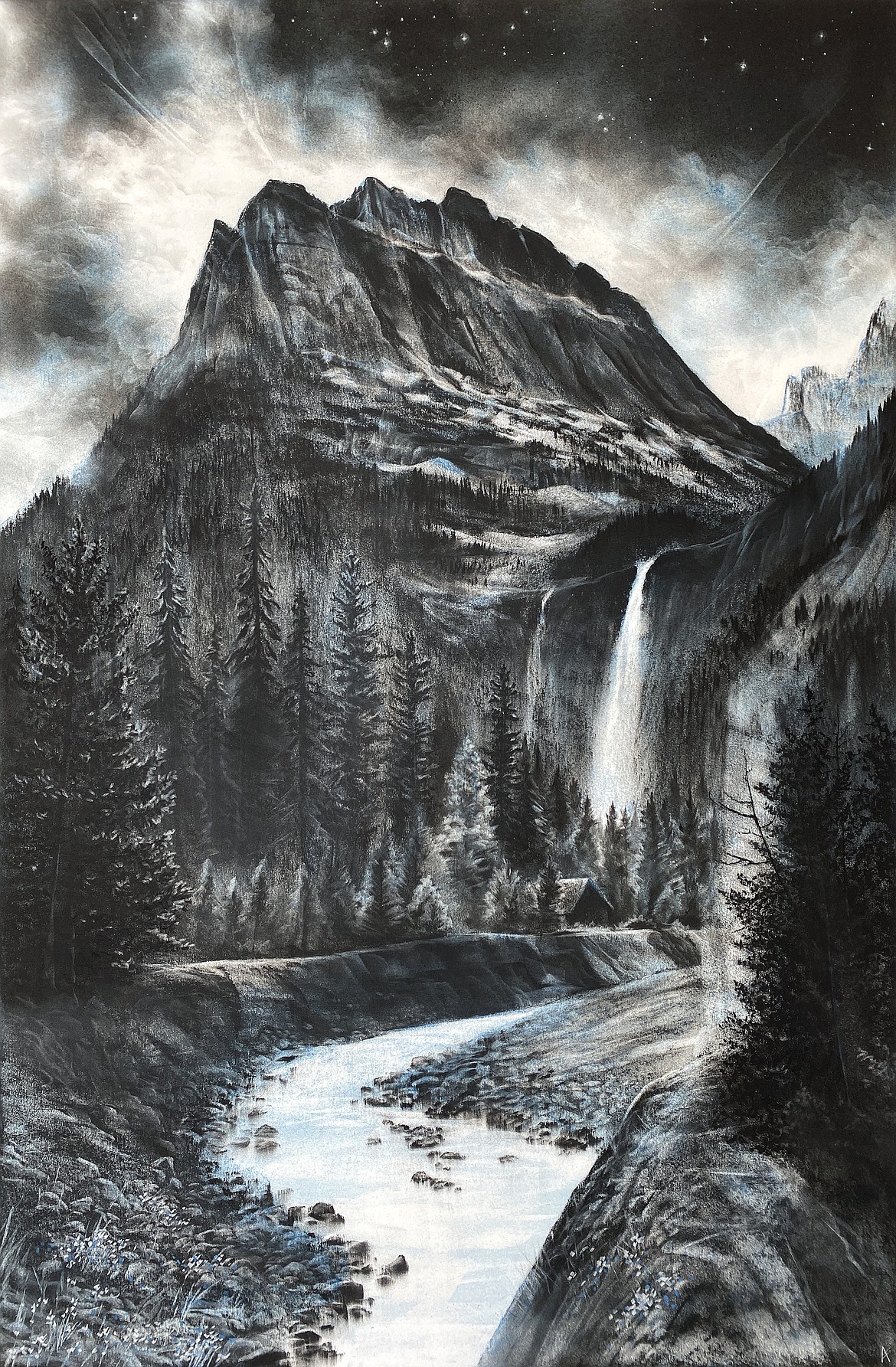 "Mount Oberlin and Bird Woman Falls" by Amory Abbott.