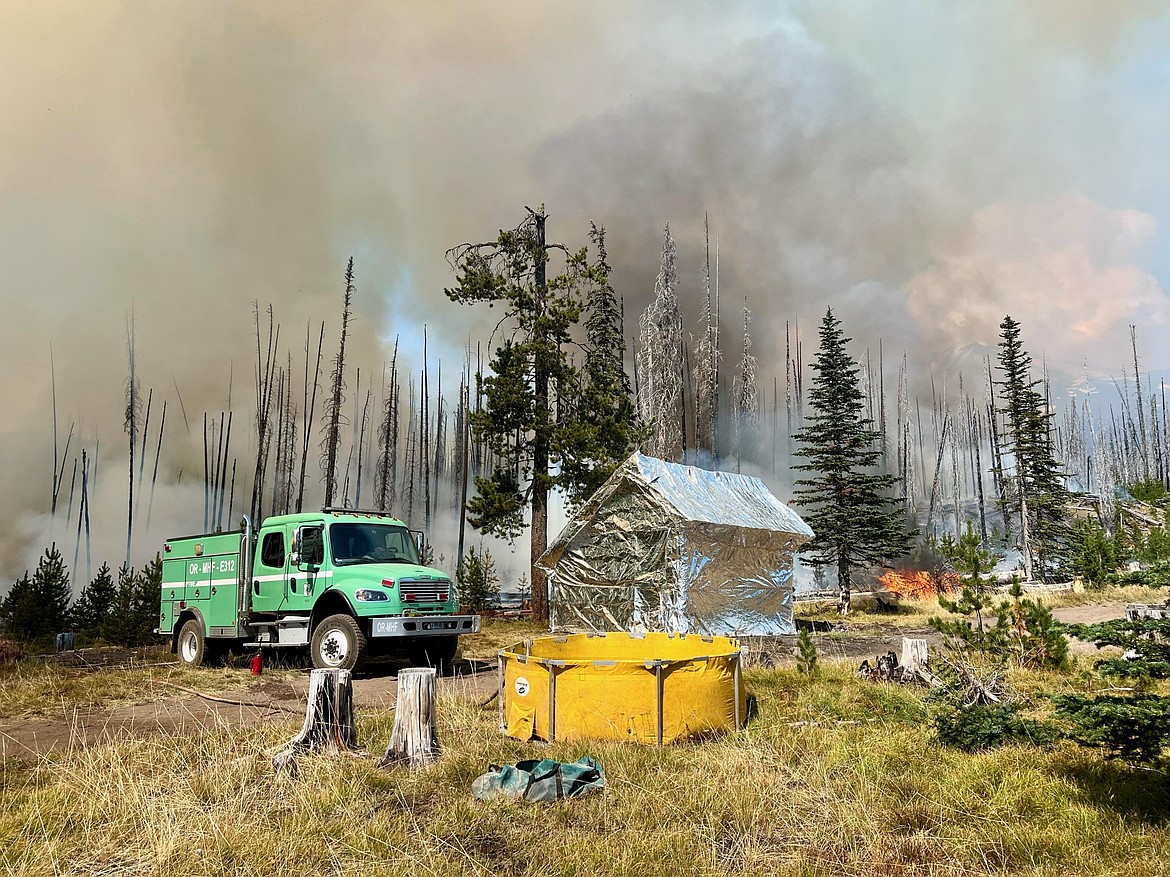 The William’s Mine fire camp for firefighters. The fire has been ablaze for one month now and has burned 12,161 acres of land with 31% containment.