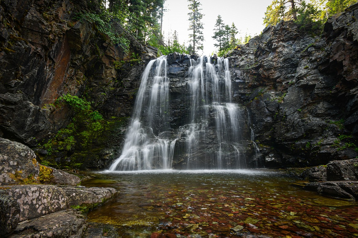 The lower section of Rockwell Falls along the Two Medicine Pass Trail in Glacier National Park on Sunday, Aug. 11. (Casey Kreider/Daily Inter Lake)