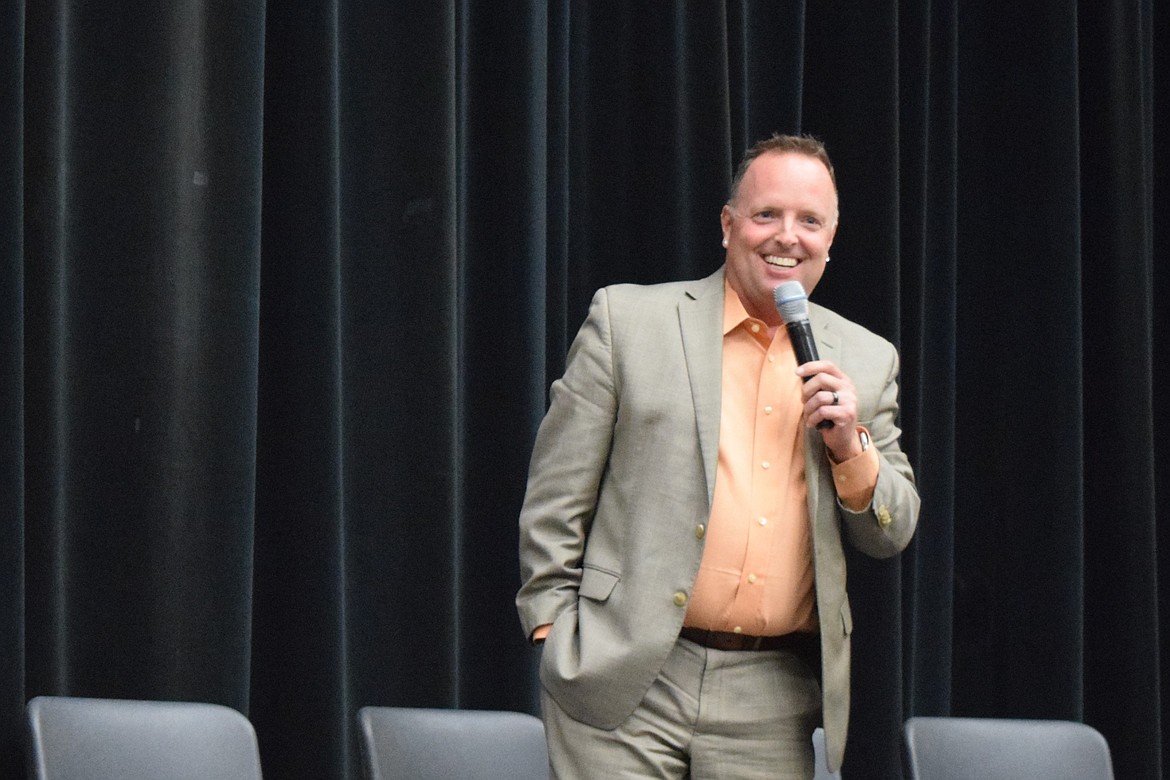 Wahluke School District Superintendent Andy Harlow speaks during the opening of a candidate forum in Mattawa last year. The school district doesn't endorse any candidates, but wanted to ensure a venue was available so that voters could meet candidates and learn about them prior to the November election.