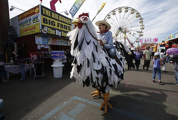 Sheriff Fowler and his chicken steed can be found roaming the Adams County Fairgrounds this week at the Othello Fair.