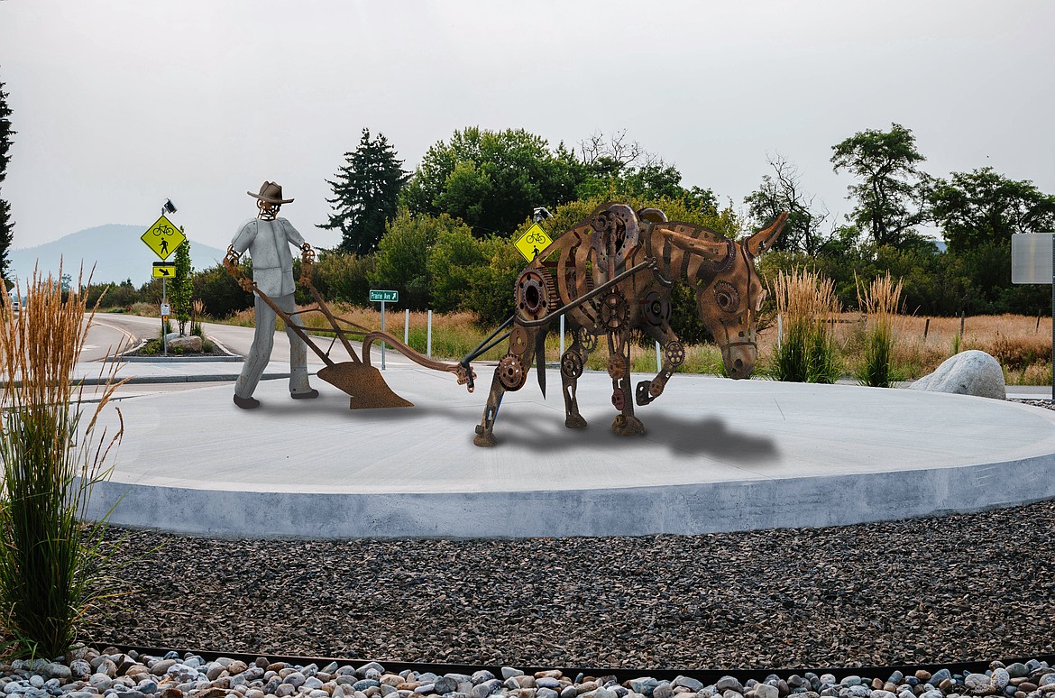 A rendering of the artwork being designed for the Prairie and Fennecus roundabout in Post Falls.