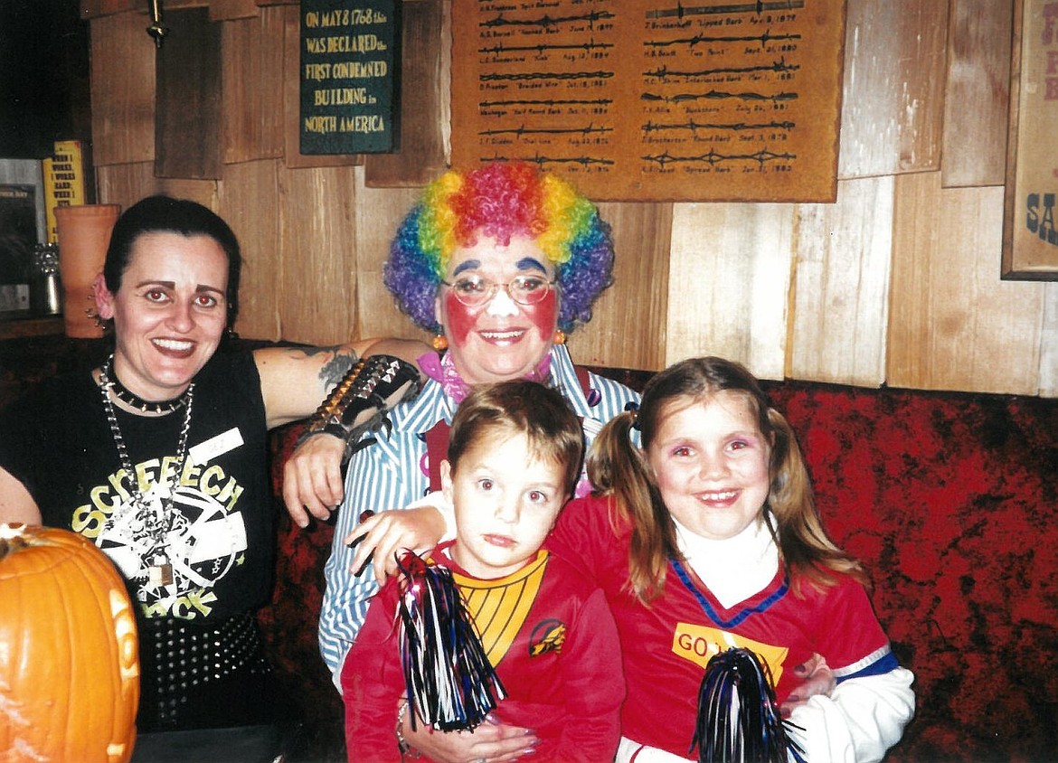 Gez, clown Julie and grandkids. Courtesy of Julie Kress.