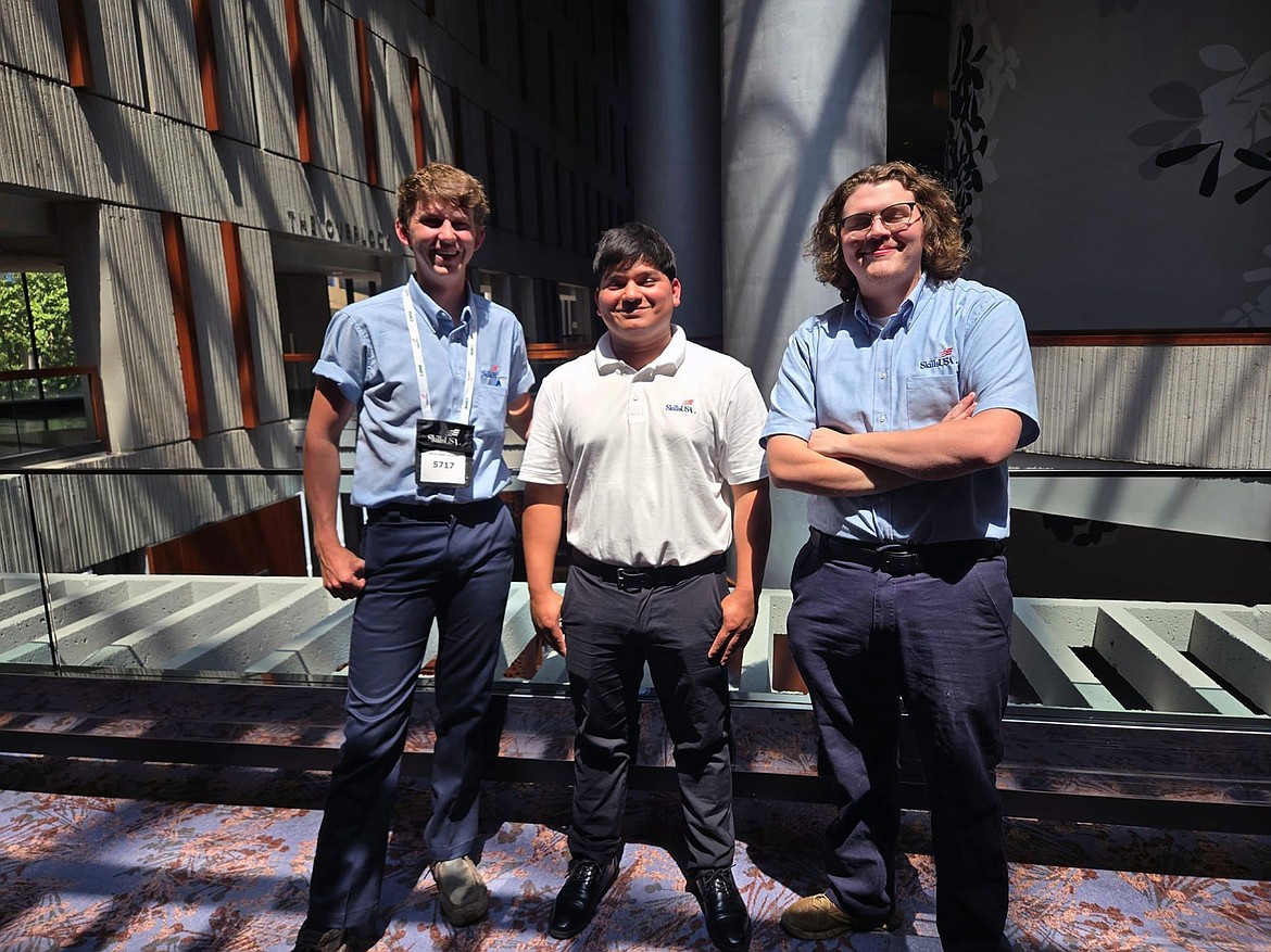 From left, North Idaho College students Jon Brunko, Onasis Ocampo Mendoza and Koby Garvin Carrasco pose June 24 for a photo at the SkillsUSA National Leadership and Skills Conference in Atlanta.