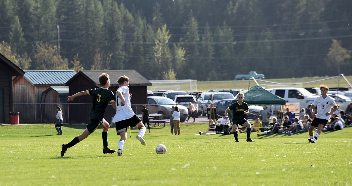 Jack Oehlerich chases down an opponent at the Bulldog's first home game last week. (Julie Engler/Whitefish Pilot)