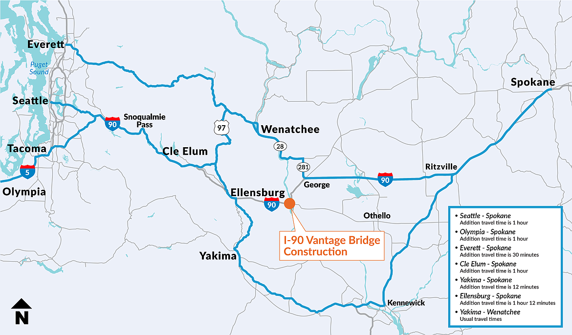 The Washington State Department of Transportation is recommending alternatives for travelers looking to drive across the state during Vantage Bridge construction, especially on weekends.