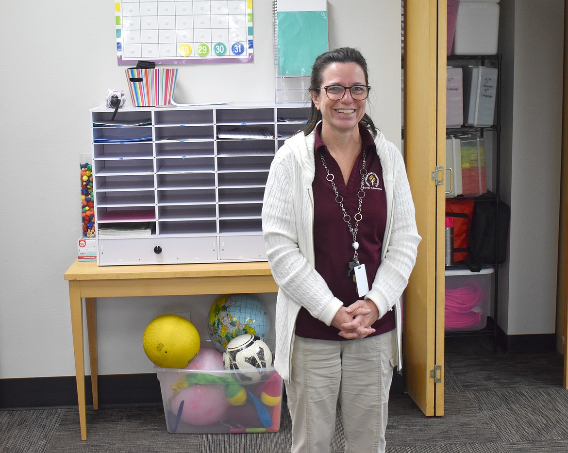 Jenna Woodcook stands in her classroom at Crestview Christian School. Woodcook teaches eight students grades 3-8.