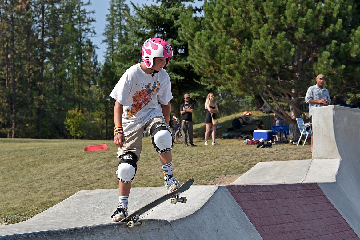 A skateboarder at the 14th annual A-Rob Skate Jam Saturday. (Kelsey Evans/Whitefish Pilot)