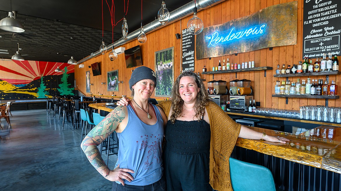 Meagan Schmoll and Jackie Evans at the new Rendezvous bar in Columbia Falls.