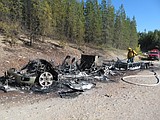 Fire destroys truck working on North Fork Road