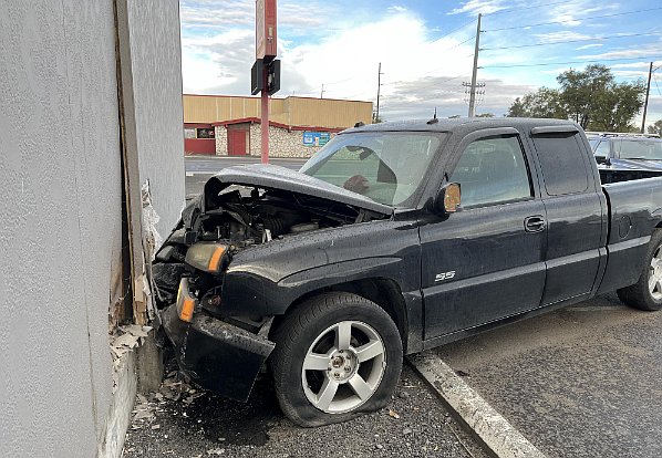 A truck crashed into the side of the Ten Pin Tap House and Restaurant on Wednesday.