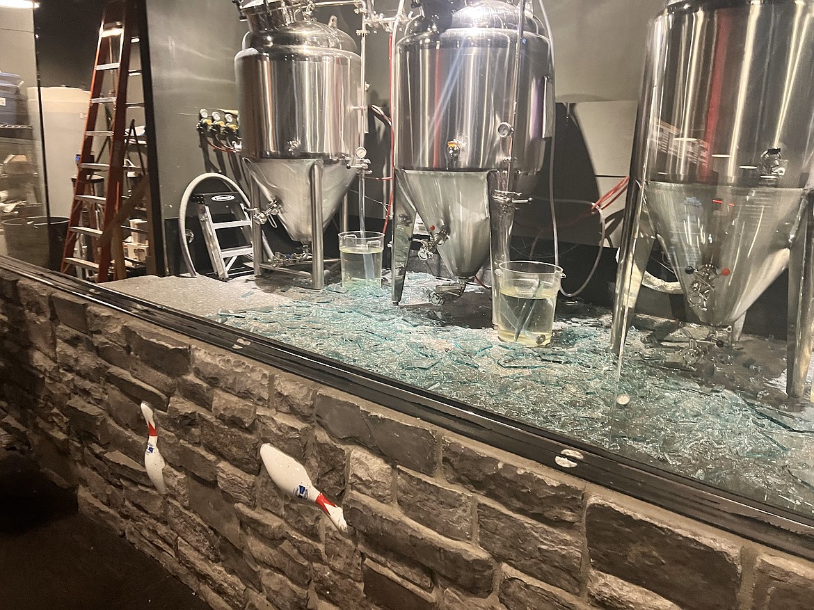 The glass broke in the brewery after a vehicle ran into the Ten Pin Tap House and Restaurant.