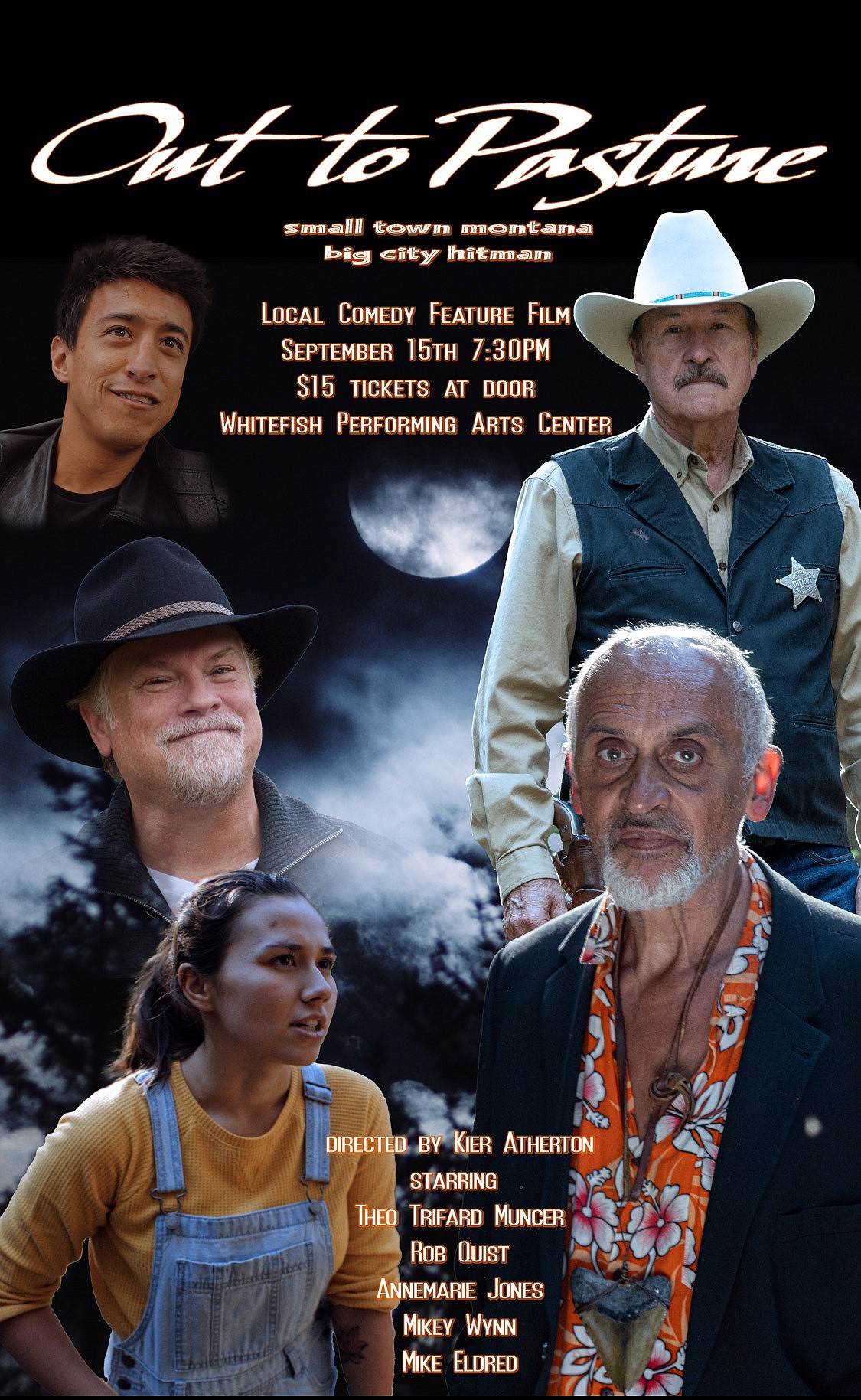 "Out To Pasture," a feature film by Kier Atherton will be shown at the Whitefish Performing Arts Center Sept. 15. Filmed in Montana, the mystery-comedy stars Theo Trifard, Rob Quist and Mike Eldred. (Courtesy image)