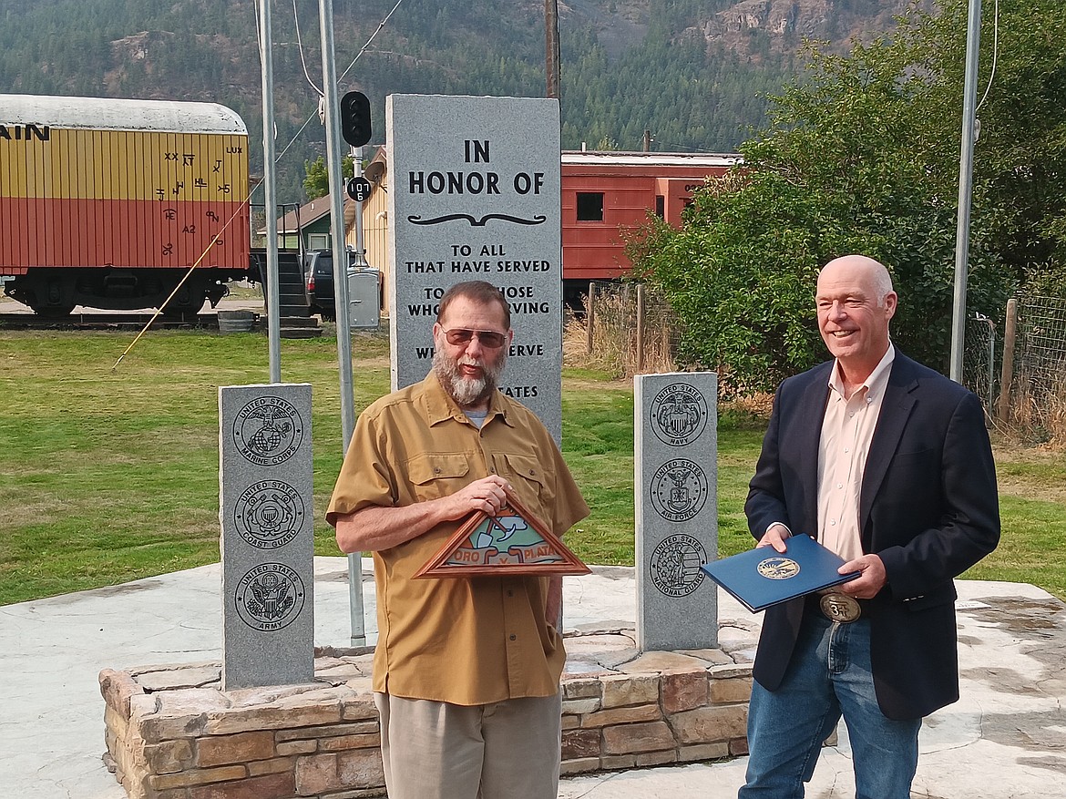 Mahlon ‘Paul’ Manson of Alberton received recognition and an award from Montana Governor Gianforte last Tuesday. The Montana Governor’s Veteran Commendation thanks nominated veterans for their service in uniform and afterwards in their communities. (Monte Turner/Mineral Independent)