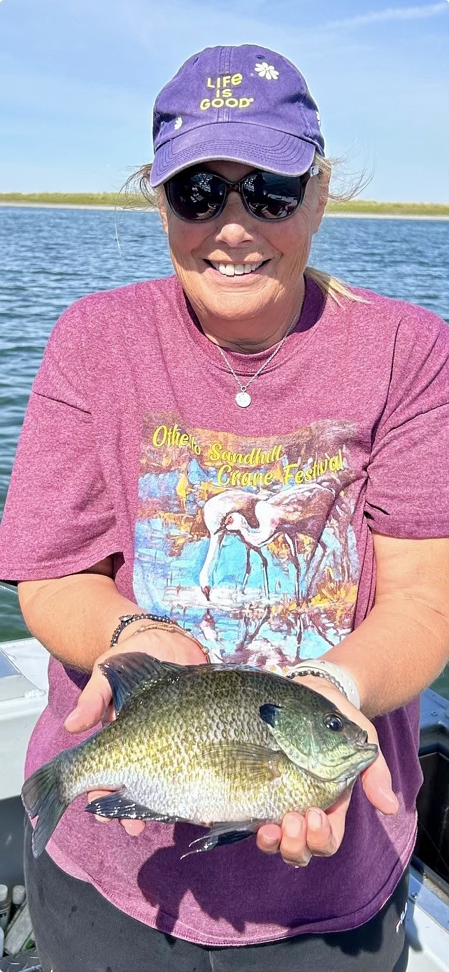 Deena Vietzke, from Othello, caught this bull Bluegill while fishing the face of the sand dunes on the Potholes Reservoir.