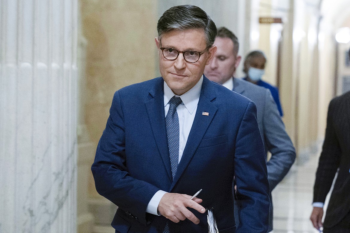 Speaker of the House Mike Johnson, R-La., walks to a meeting at the Capitol in Washington, Sept. 11, 2024. (AP Photo/Jose Luis Magana, File)