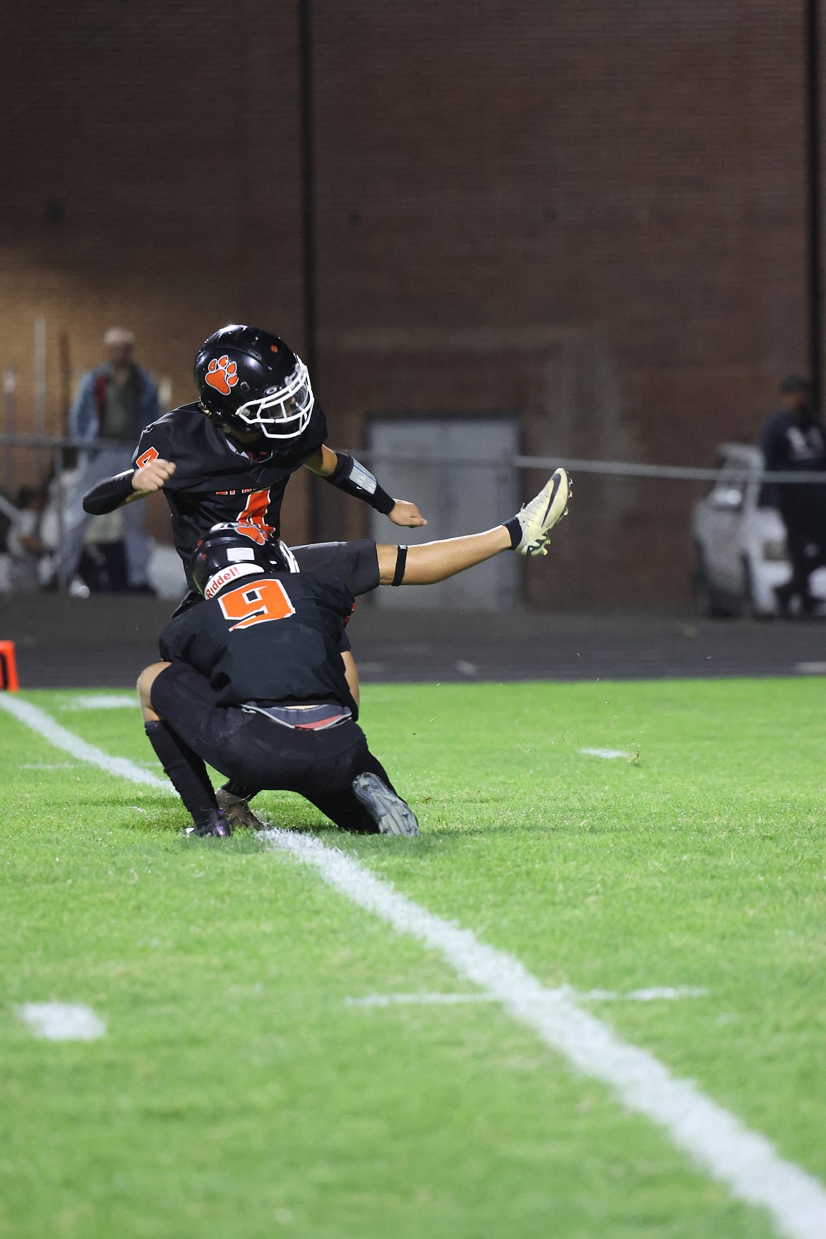 Caleb Moberg, junior, hits a point after touchdown for Ephrata during the Battle of the Basin on Friday night.