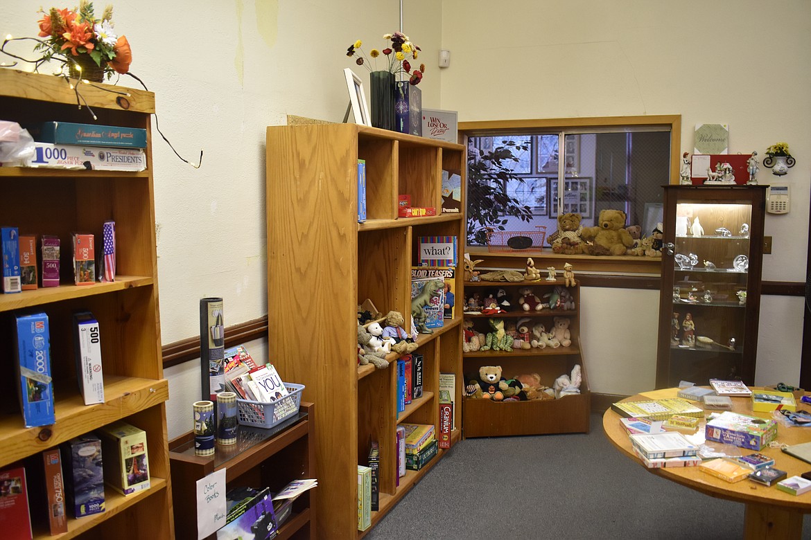 Each classroom in the Hartline Second Hand Mall is devoted to a different category of treasures, like this one filled with games, toys, puzzles and stuffed animals for children.