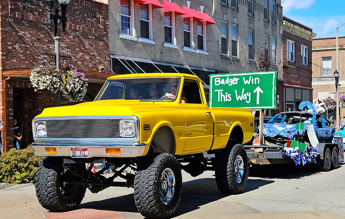 BFHS Homecoming floats drive down Main Street as part of the annual Homecoming parade.