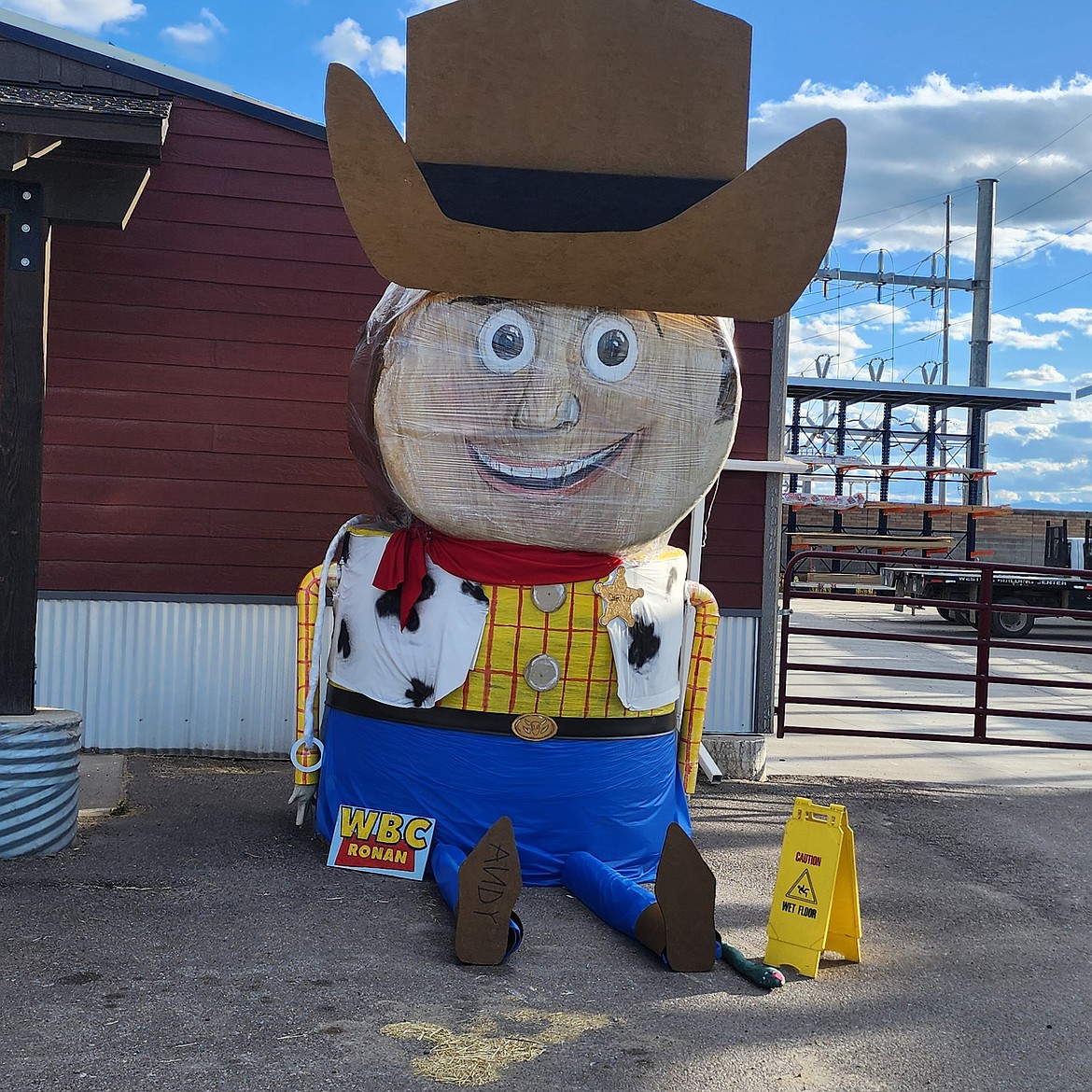 Woody, the cowboy doll from "Toy Story," was Western Building Supply's entry in the Trail of Bales. That makes sense since the whole community refers to WBS as Woody's. (Berl Tiskus/Leader)