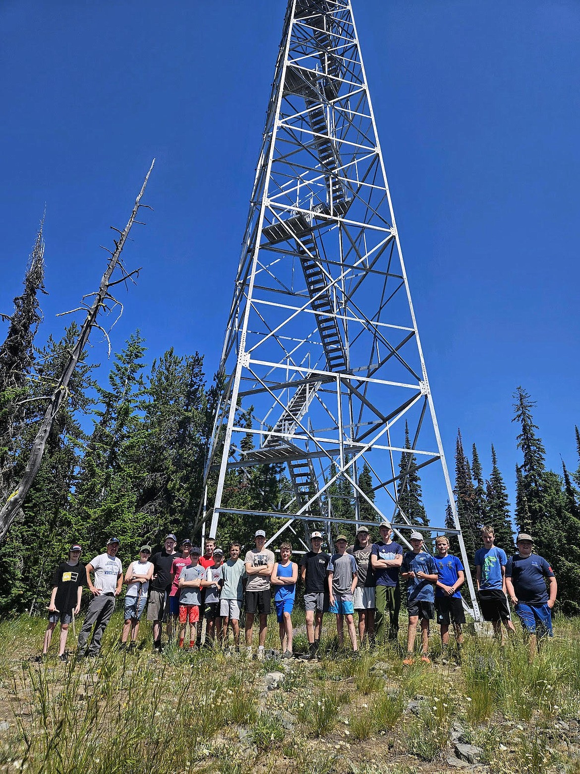 Members of the Kootenai Outdoor Adventure Program hiked to Warland Peak Fire Tower in July. (Photo courtesy Bill Moe)