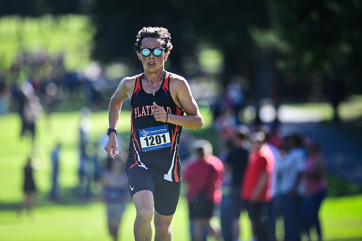 Flathead's Robbie Nuila finished first in the boys' race with a time of 16:34.65 at the Whitefish Invitational at Whitefish Lake Golf Club on Tuesday, Sept. 24. (Casey Kreider/Daily Inter Lake)