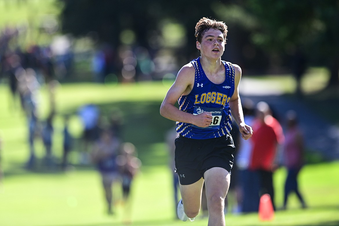 Libby's Cody Watson runs in the Whitefish Invitational at Whitefish Lake Golf Club on Tuesday, Sept. 24. (Casey Kreider/Daily Inter Lake)