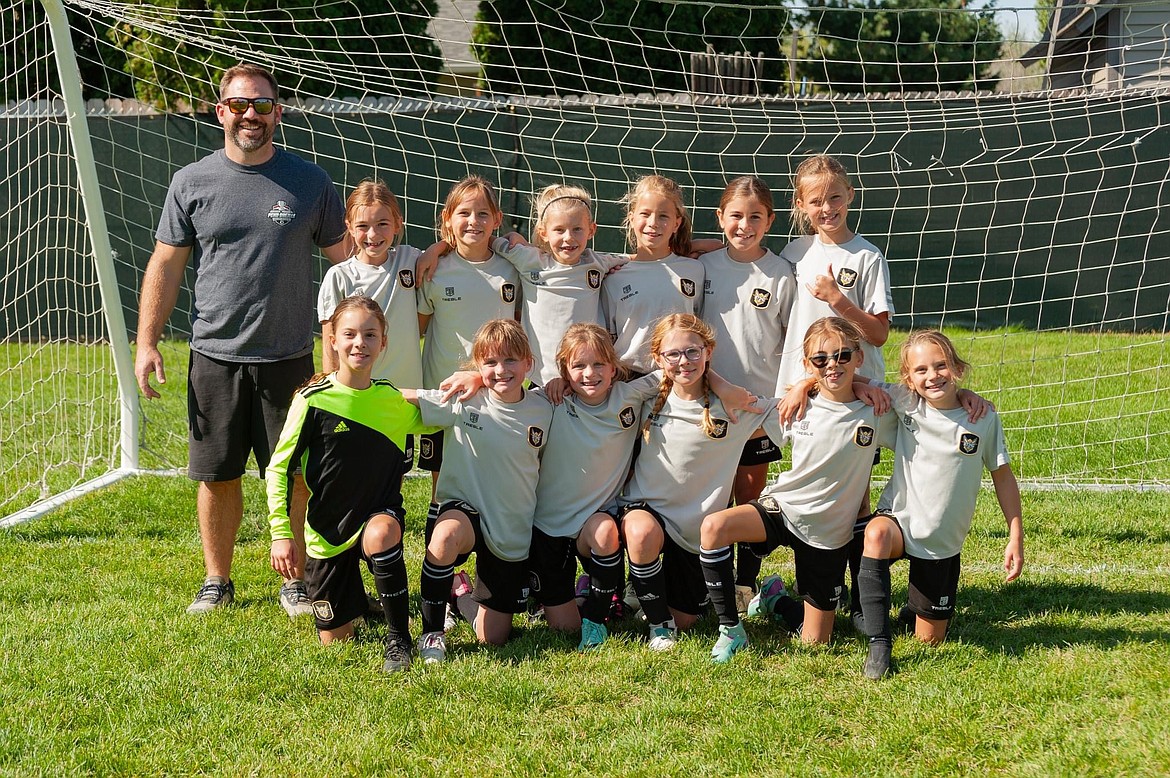 Courtesy photo
The Sting SC 2015 girls soccer team beat the Spokane Sounders 4-1 on Saturday at Hayden Meadows Elementary School, with all four Sting goals being scored by Makena Malone. In the front row from left are SyRae Boatman, Madison Malone, Makena Malone, Kit Fields, Charlotte Nelson and and June Greene; and back row from left, coach Kyle Havercroft, Beckett Murphy, Camryn Cline, Isla Shupe, Isabelle Caywood, Nora Havercroft and Malia Acker.