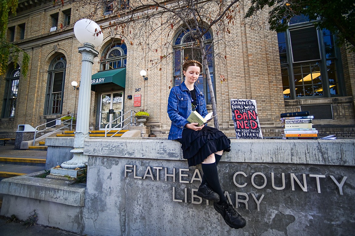 Sierra Benjamin outside the Kalispell branch of the Flathead County Library on Wednesday, Sept. 25. (Casey Kreider/Daily Inter Lake)