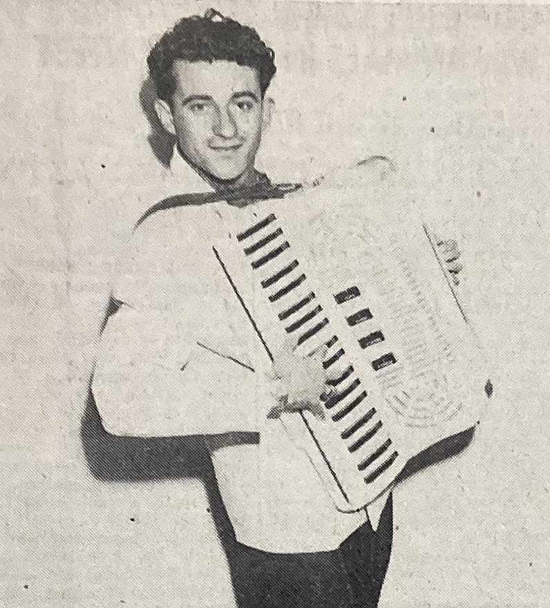 In 1949, music instructor Joe Carbonatto played his accordion.