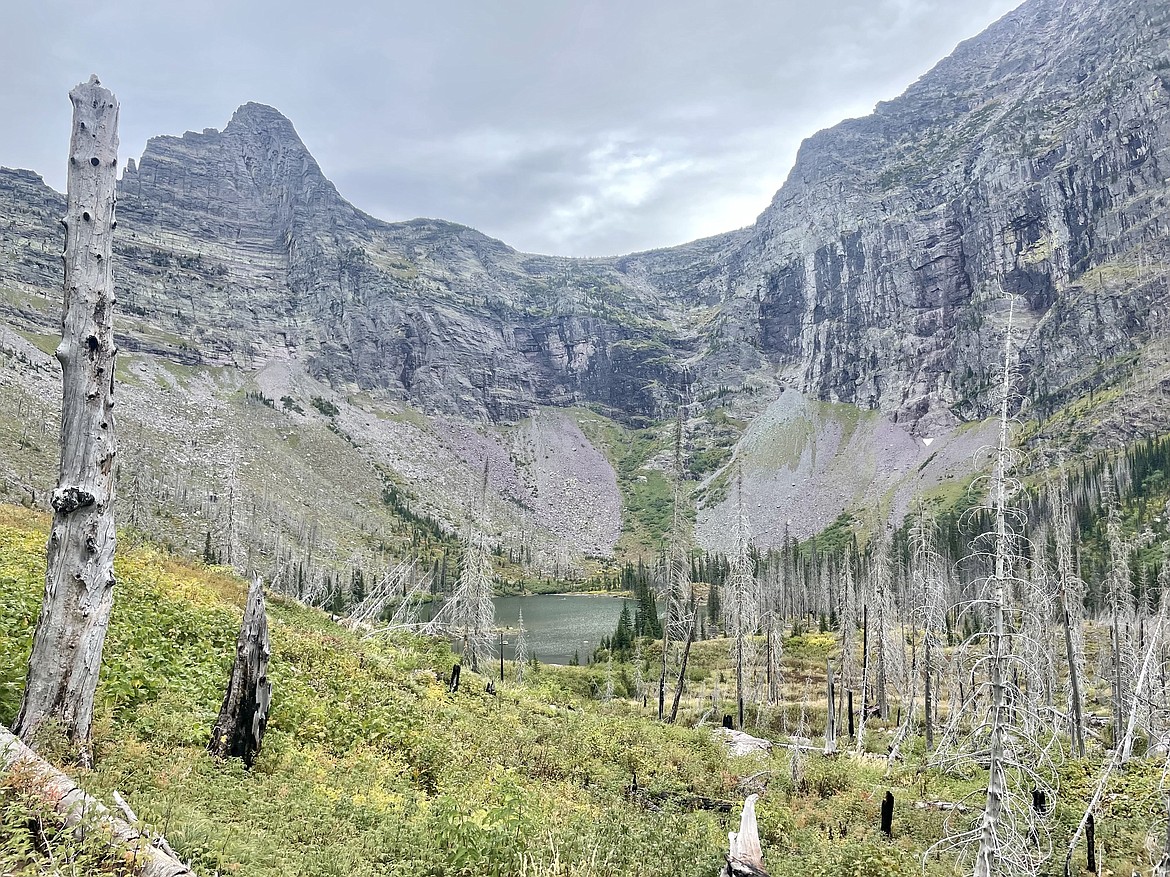 Upper Synder Lake is tucked below Little Matterhorn in Glacier National Park on Saturday, Sept. 21, 2024. (Matt Baldwin/Glacier National Park)