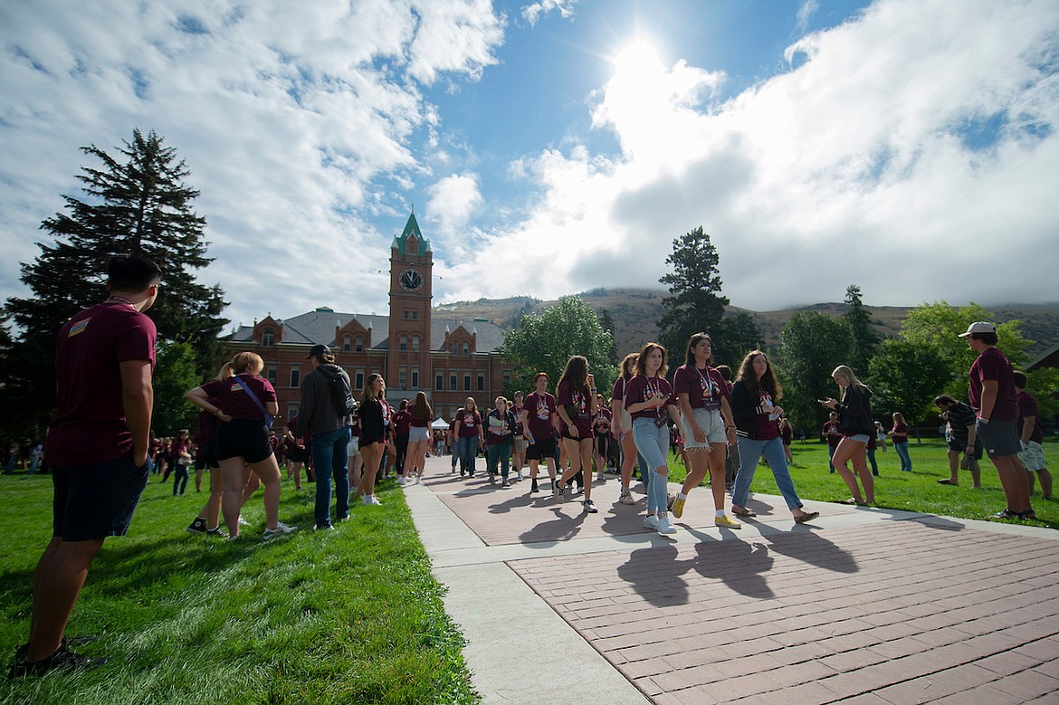 Students arrive to first-year student orientation in August 2024. The first-time freshmen class at UM is the largest enrolling class at the institution since 2015. (UM News Service photo)