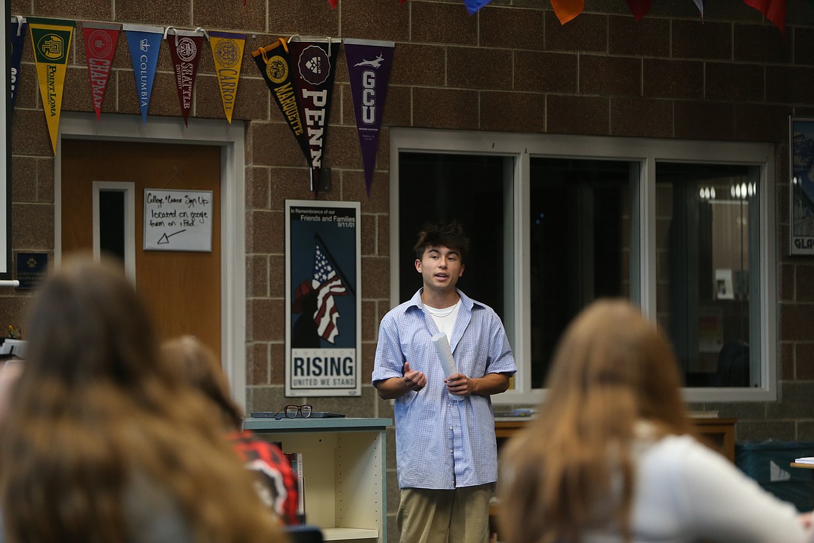 Maddox Le, a Coeur d'Alene High School senior and Growing the STEM board member, shares insight about being a student coach Thursday during a training session at Lake City High.