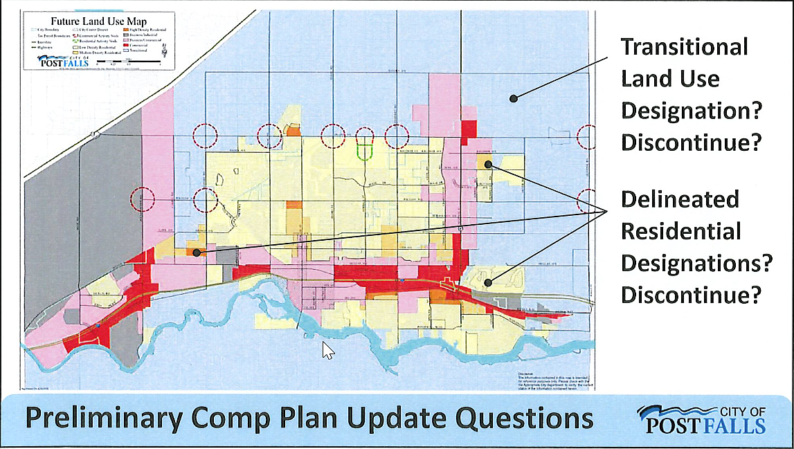 A preliminary map of Post Falls land use.