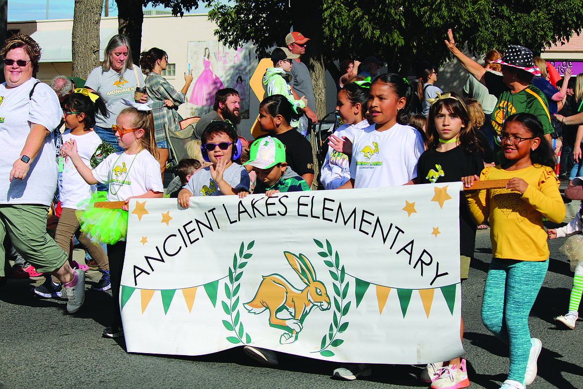 Students from all Quincy elementary schools, including Ancient Lakes, brought a contingent to march in the FCAD parade.