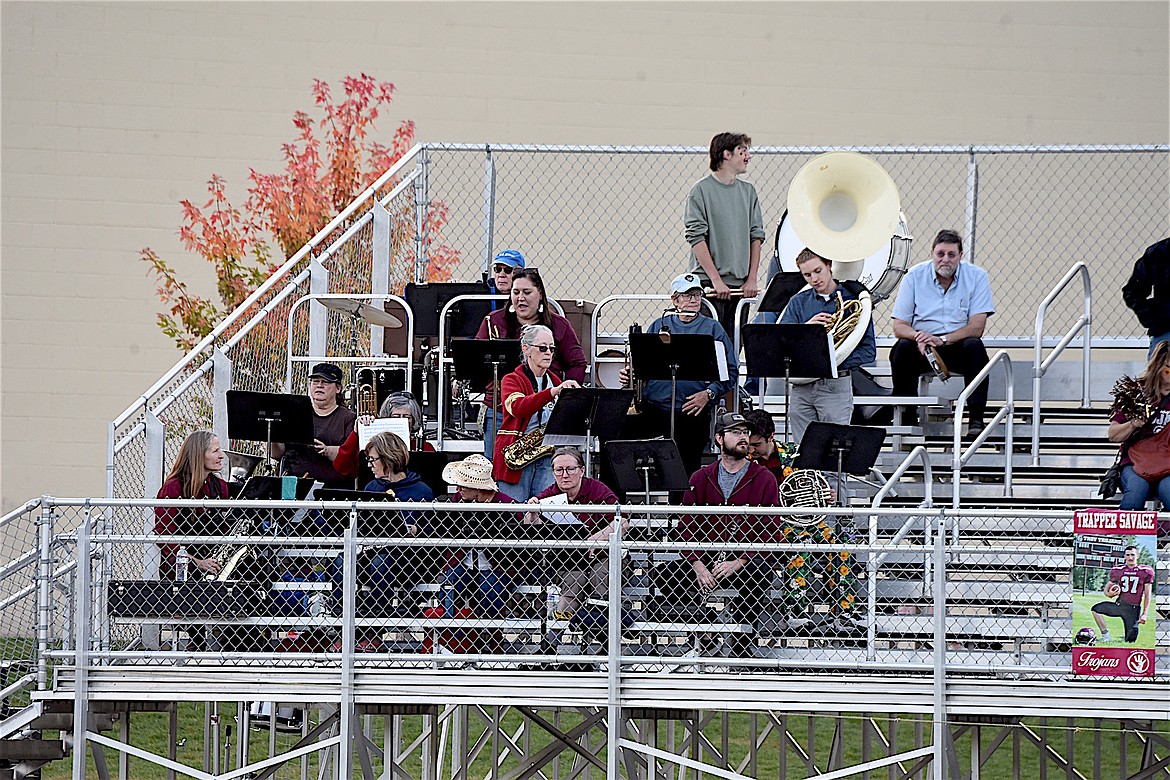 Troy's community band provided entertainment at the homecoming game Friday, Sept. 27, 2024. (Scott Shindledecker/The Western News)