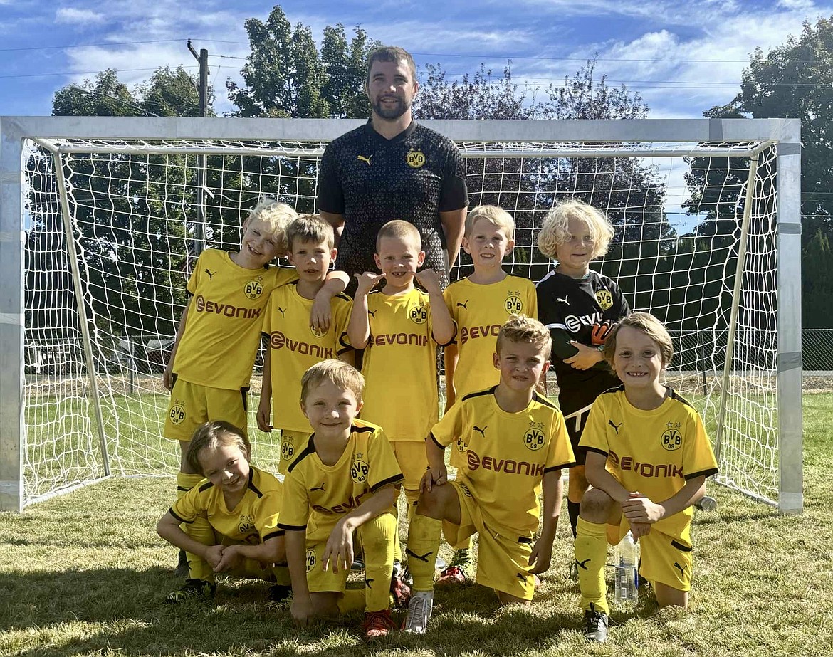 Courtesy photo
The BVBIA CDA boys U08 soccer team also had a great showing in their second game with a 15-0 win Saturday morning. In the front row from left are Cooper Lewis, Lukas Kuhn, Rocco Paine and Rockwell Millikan; back row from left, Ryker Bertek, Jentzen Jelmberg, Sawyer Capaul, Maximus Stover and Boone Thomas; and rear, coach Ross Kuhn.