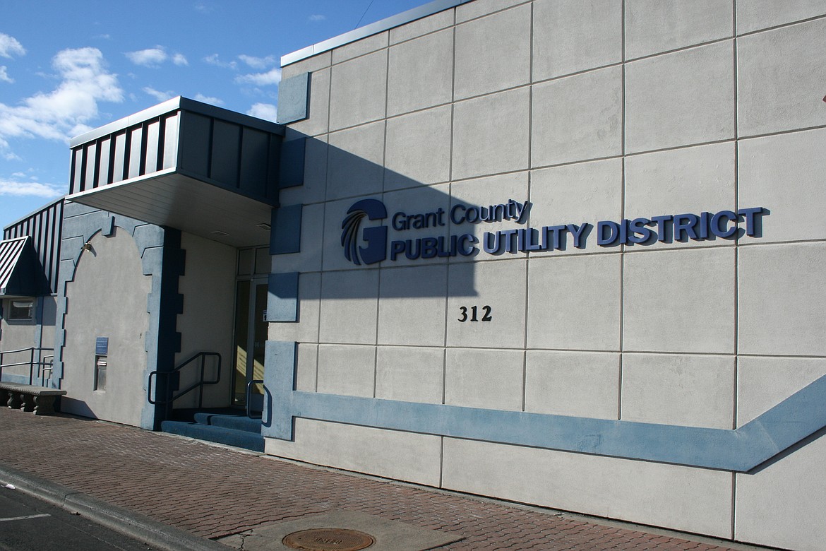 Residential and agriculture customers would be first to receive benefits from the Grant County Public Utility District’s lower-cost power under a revised rate proposal. The PUD Moses Lake office is pictured.