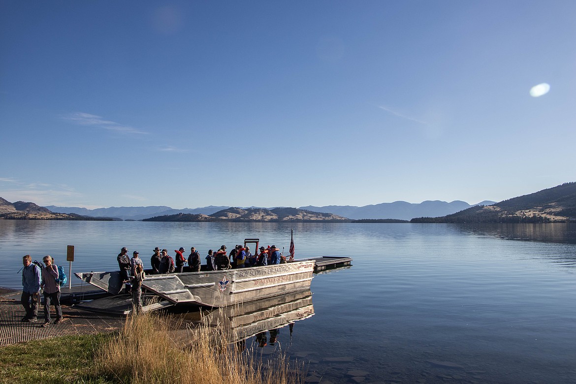 Patrons load a boat at a volunteer event on Wild Horse Island through Montana Fish, Wildlife and Parks on Sept. 28, 2024. (Kate Heston/Daily Inter Lake)