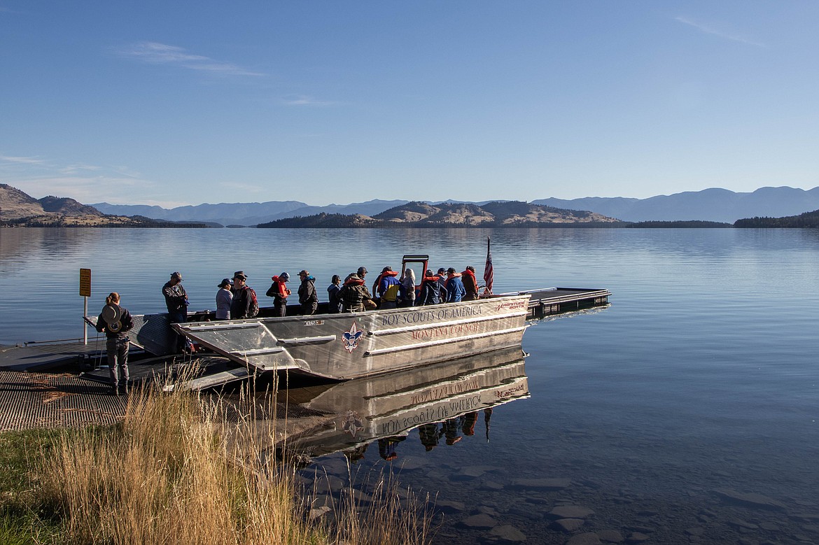 Patrons load a boat at a volunteer event on Wild Horse Island through Montana Fish, Wildlife and Parks on Sept. 28, 2024. (Kate Heston/Daily Inter Lake)