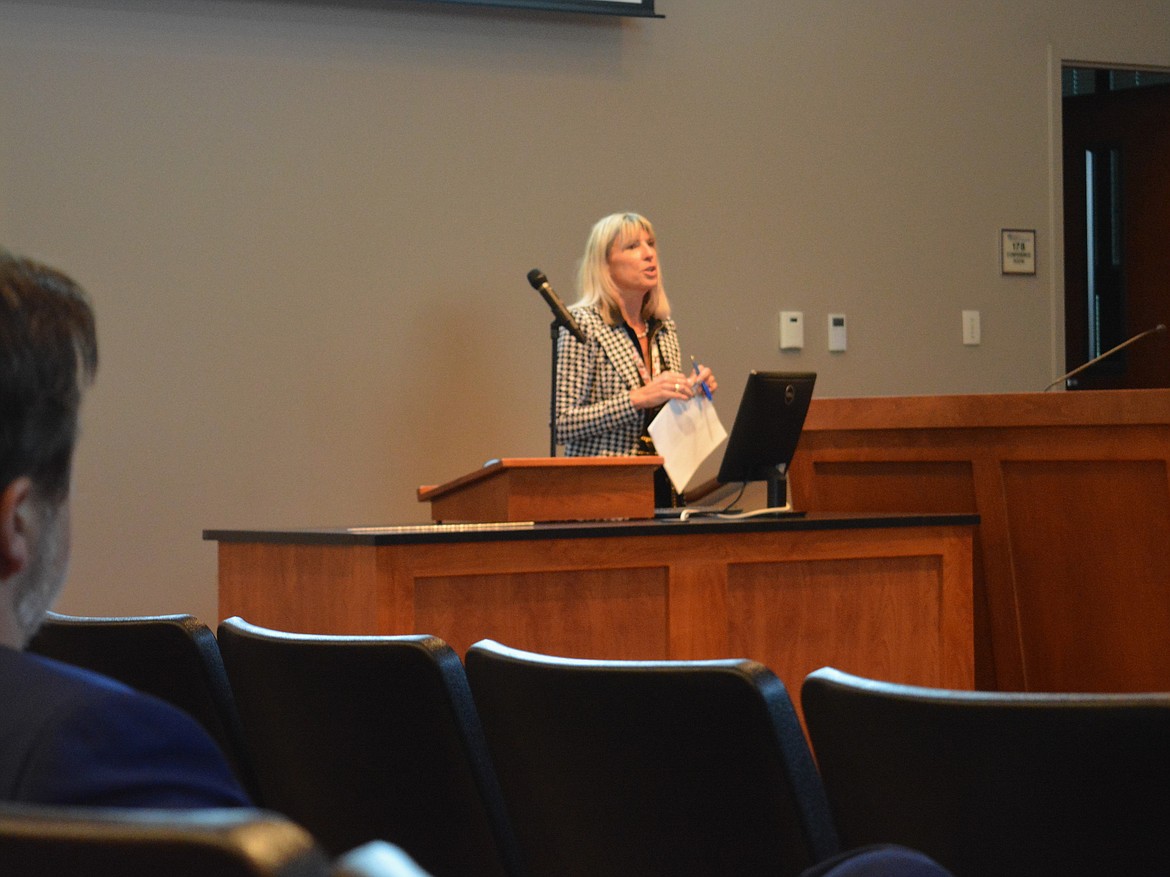 City administrator Shelly Enderud speaks during the Post Falls City Council meeting Tuesday night.