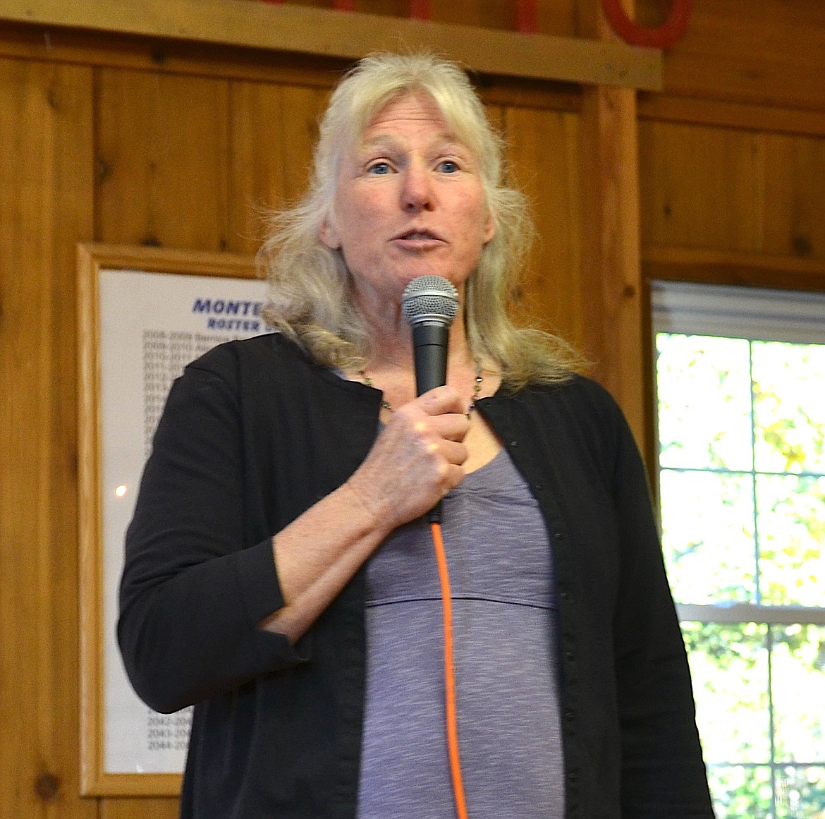 Democrat Shirley Azzopardi, who is running against HD 13 incumbent Linda Reksten, answers a question at last week's forum. (Kristi Niemeyer/Leader)