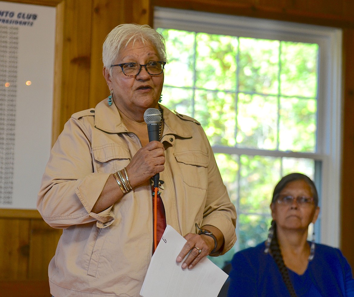 Democrat Thedis Crowe of Heart Butte, who is seeking to represent House District 15, spoke at last week's candidate's forum. Her opponent, Republican Ralph Foster of St. Ignatius, did not attend. (Kristi Niemeyer/Leader)