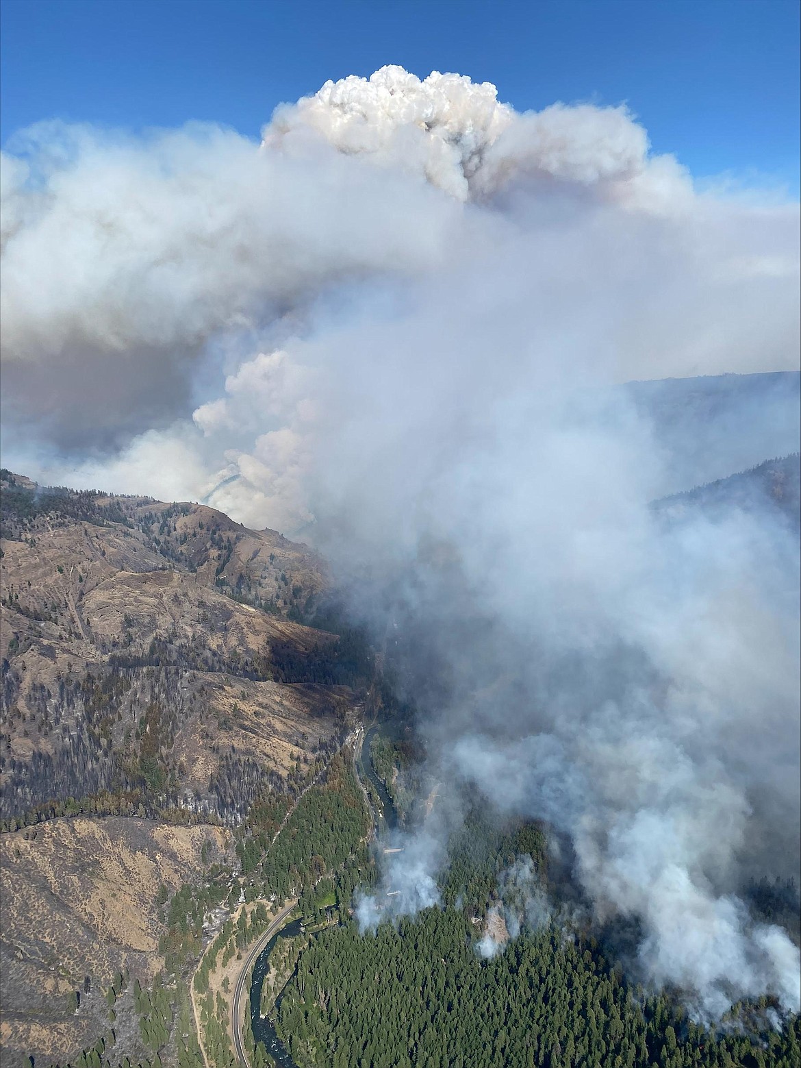 The head of the Retreat Fire looking east on July 27. The Retreat Fire was the second largest in Washington this season burning around 45,600 acres, according to InciWeb. The fire started July 23 by an undetermined cause. The fire was loaded 14 miles southeast of Naches. The fire switched to local agency management on Aug. 19 and no further updates have been given to Department of Natural Resources Wildfire Communications Manager, Ryan Rodruck therefore he has stated its a “dead fire.”