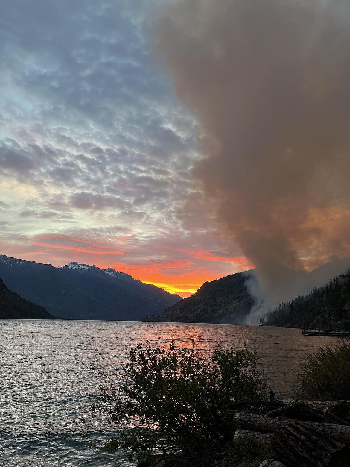 The Pioneer Fire overlooking Lake Chelan at sunset on June 14. The Pioneer Fire was the third largest fire in Washington in 2024 destroyed around 39,000 acres, according to InciWeb. The fire started June 8 from an undetermined cause and has an estimated containment date of Oct. 31. However, according to Wildfire Communications Manager, Ryan Rodruck there have been no updates on growth and the fire will continue to burn until precipitation and colder weather arrives. The fire is no longer tracked by DNR.