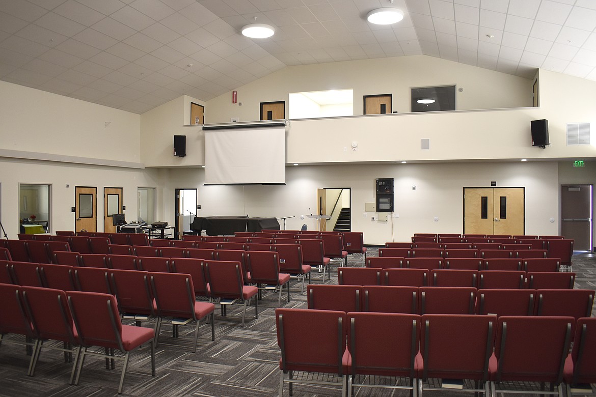 Until the main sanctuary is finished, Sabbath services will be held in this open space at the new Seventh-day Adventist church. The space can accommodate 300 people and will serve as overflow space when the 300-person-capacity sanctuary is finished.