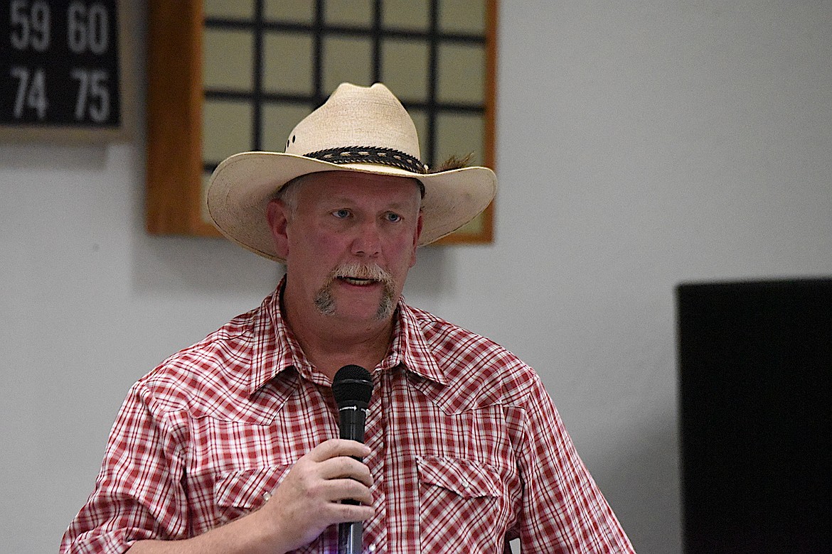 Brian Phillips, the Independent candidate for Lincoln County Commissioner, spoke at a forum Thursday, Oct. 3, 2024, at the Libby VFW Harper Erdman Post 1548. (Scott Shindledecker/The Western News)