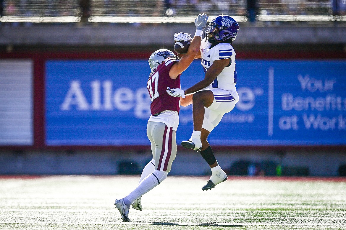 Weber State wide receiver Jaden Thrower (85) catches a 24-yard reception in the first quarter against Montana at Washington-Grizzly Stadium on Saturday, Oct. 5. (Casey Kreider/Daily Inter Lake)