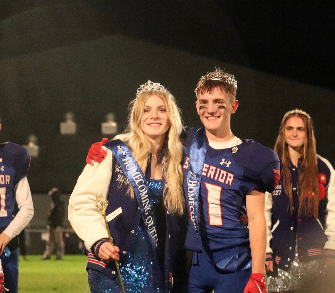 Maggie Haworth was named Homecoming Queen and sophomore Gannon Quinland was chosen as the King during halftime Homecoming ceremonies this past Friday night in Superior.  (Photo by Kami Milender)