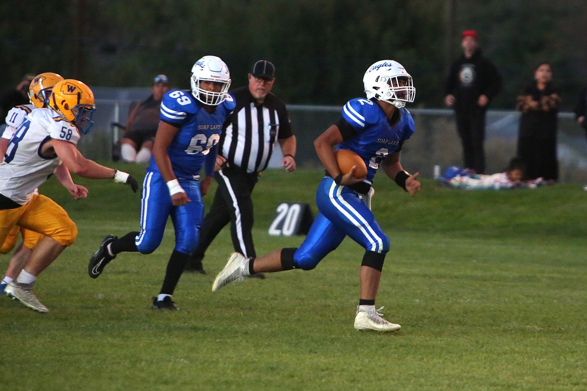 The Soap Lake Eagles got back in the win column after defeating Pateros last week, rushing for nearly 300 yards in a 54-6 win.